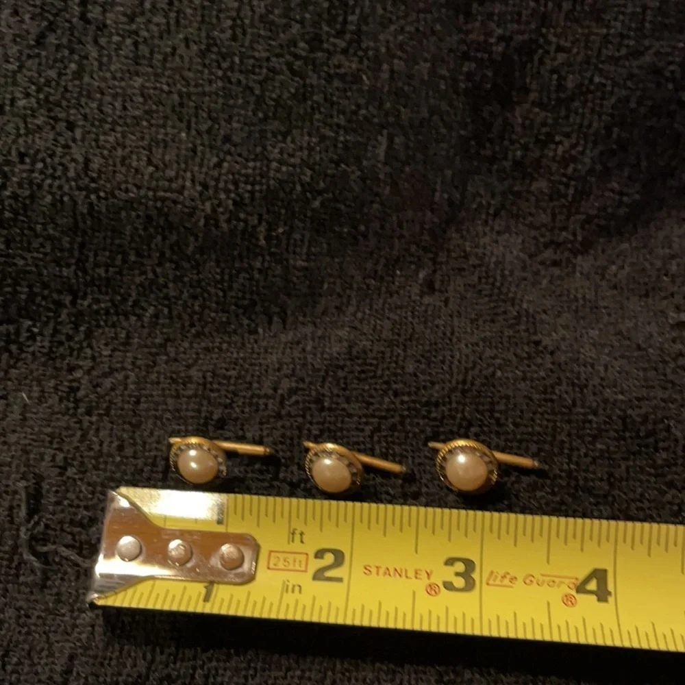 Set of 3 Vintage Mother o/Pearl Rhinestone Copper